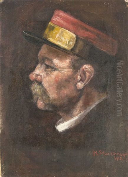 Portrat Eines Postboten Im Profil Oil Painting by Martel Schwichtenberg