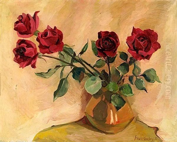 Stilleben Mit Roten Rosen Oil Painting by Martel Schwichtenberg