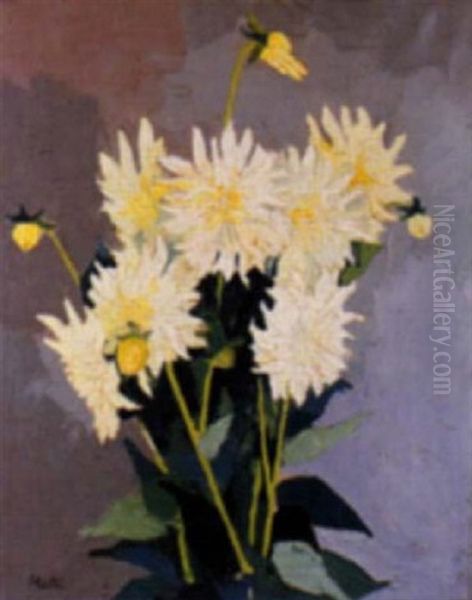 Chrysanthemen Oil Painting by Martel Schwichtenberg