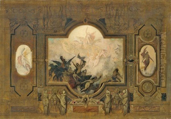 Untitled (oil Sketch For A Ceiling Resco) Oil Painting by Moritz von Schwind