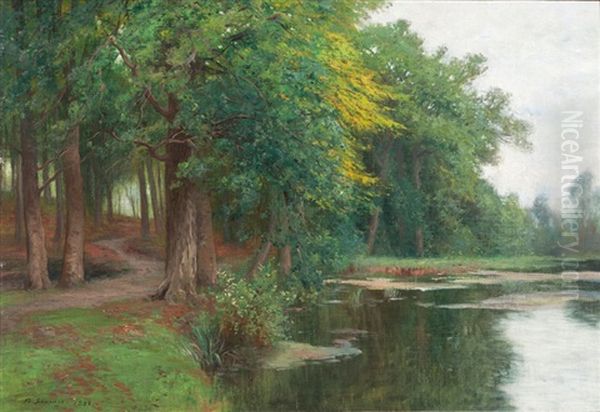 Am Weiher Im Wald Oil Painting by Friedrich Wilhelm Schwinge