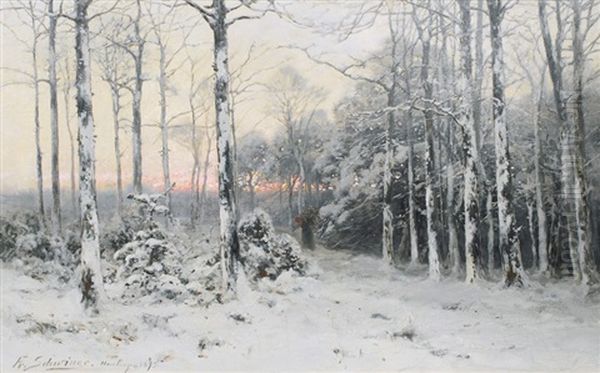 Winter Landscape Oil Painting by Friedrich Wilhelm Schwinge