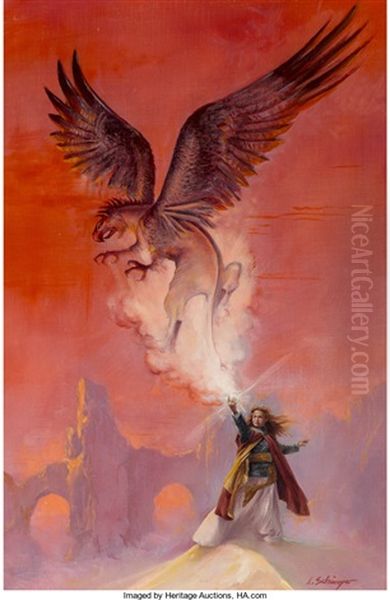 Gryphon In Glory Oil Painting by Alois Karl Schwinger