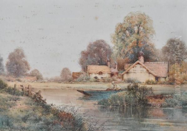 Rural Landscape With Man In A Punt Oil Painting by Creswick Boydell