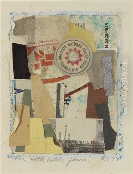 Die Milchflaschenblume (the Milk Bottle Flower) Oil Painting by Kurt Schwitters