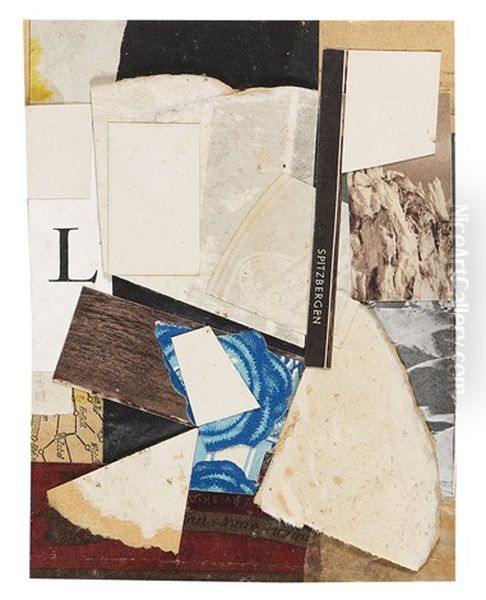 Ohne Titel (spitzbergen), Merzzeichnung Oil Painting by Kurt Schwitters