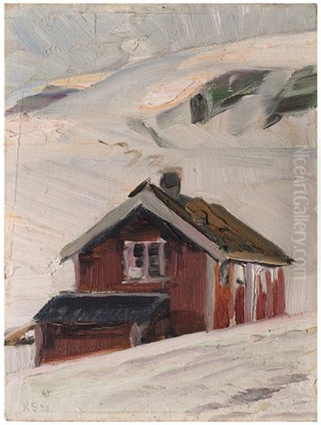 Cabin Near Hotel Djupvasshytta Oil Painting by Kurt Schwitters