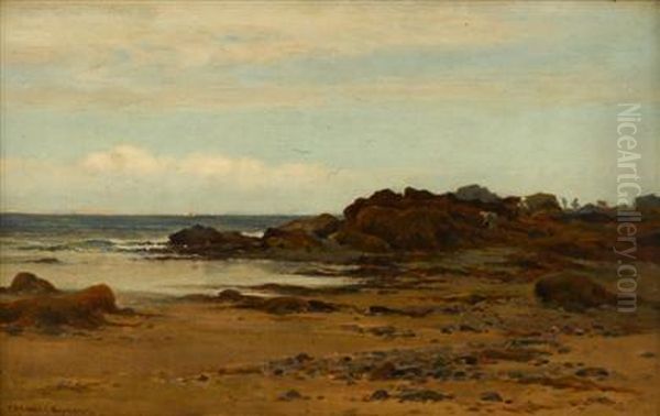 Figures Along Rocky Shore Oil Painting by Creswick Boydell