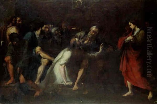 Christ Washing The Apostles' Feet Oil Painting by Agostino Scilla