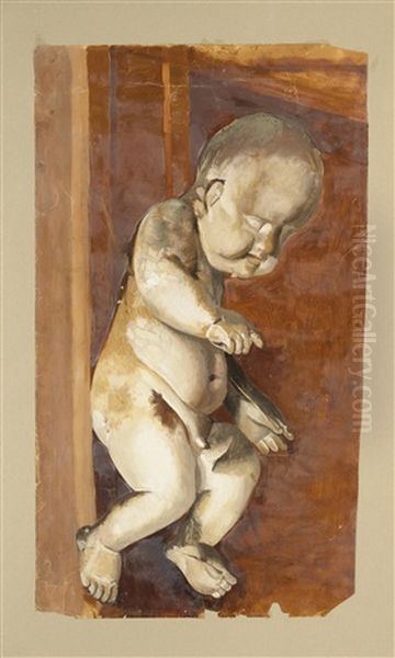 Putto Oil Painting by Giuseppe Patti Sciuti