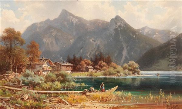 Summer On Schliersee Oil Painting by Ludwig Sckell