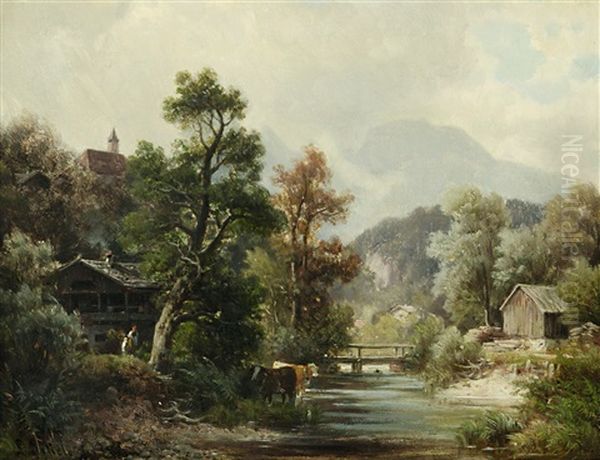 Partie Aus Grosweil Oil Painting by Ludwig Sckell