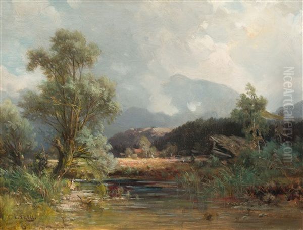 An Der Loisach Bei Schlehdorf Oil Painting by Ludwig Sckell