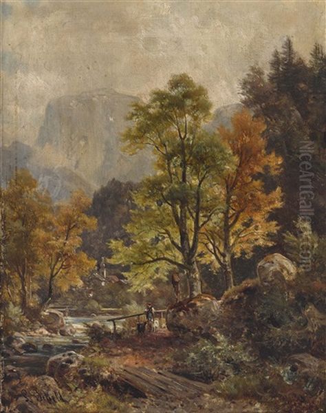 Partie Aus Der Ramsau Oil Painting by Ludwig Sckell