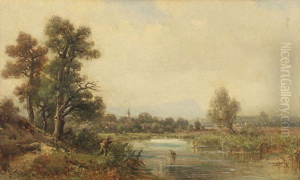 Kleine Fluslandschaft Oil Painting by Ludwig Sckell