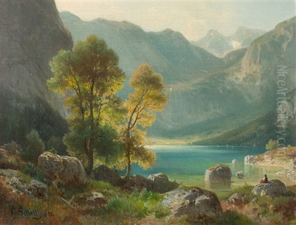 Am Obersee In Den Berchtesgadener Alpen Oil Painting by Ludwig Sckell