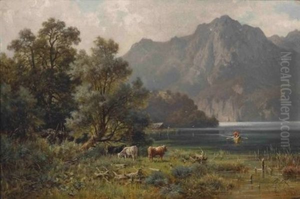 Am Ufer Des Kochelsees Oil Painting by Ludwig Sckell