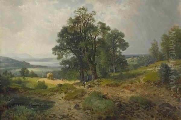 Sommerlandschaft Mit Blick Auf Den Pilsensee Oil Painting by Ludwig Sckell