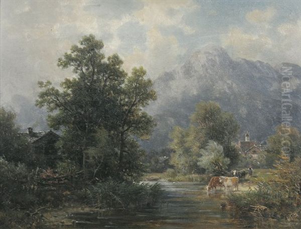 Partie Bei Schledorf Oil Painting by Ludwig Sckell