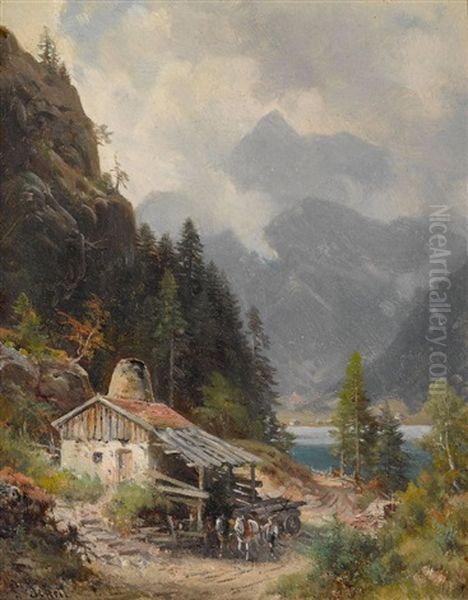 Partie Am Schliersee Oil Painting by Ludwig Sckell