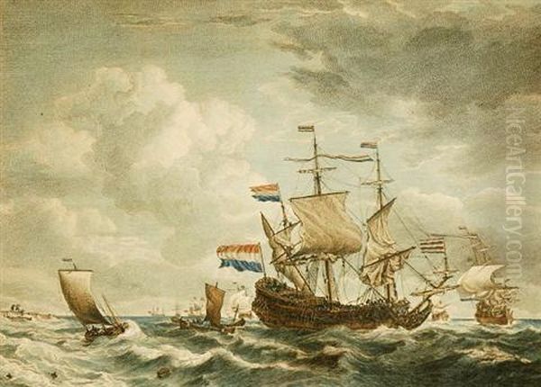 Naval Battle Scene. Oil Painting by John Boydel