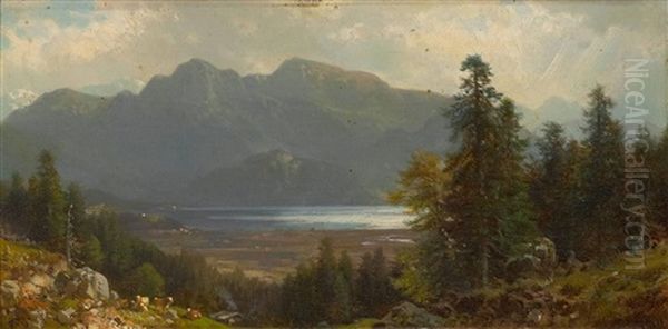 Blick Auf Den Kochelsee Oil Painting by Ludwig Sckell