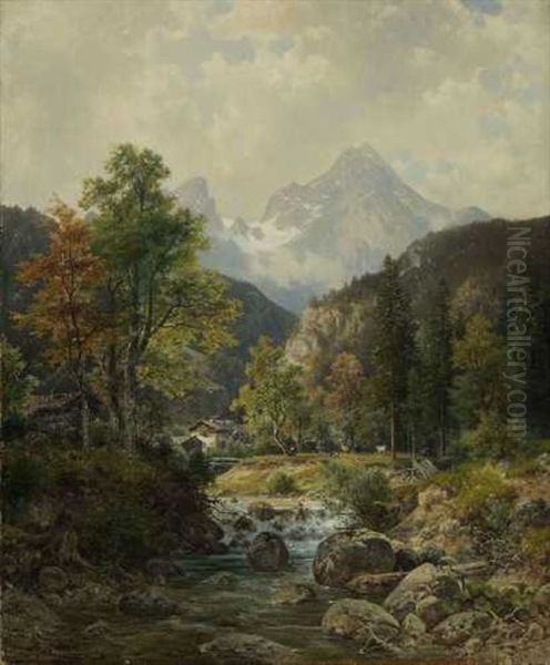 Bei Berchtesgaden Oil Painting by Ludwig Sckell