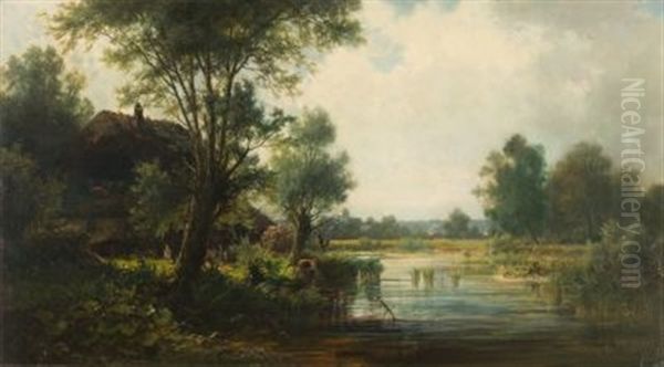 An Der Wurm Oil Painting by Ludwig Sckell