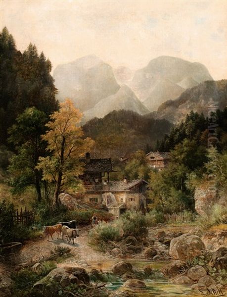 Oberbayrische Idylle Oil Painting by Ludwig Sckell