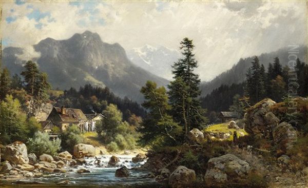 Landschaft Bei Bad Tolz Oil Painting by Ludwig Sckell