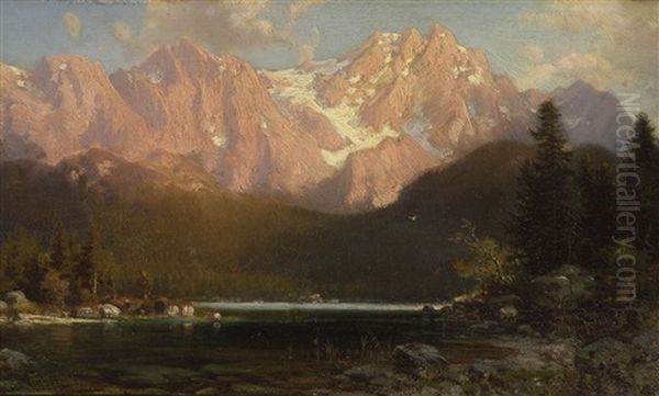 Blick Vom Eibsee Auf Das Wettersteingebirge Oil Painting by Ludwig Sckell