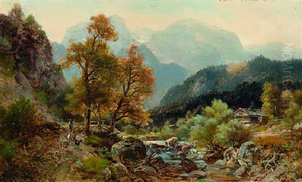 Landschaft Mit Gebirgsbach Oil Painting by Ludwig Sckell