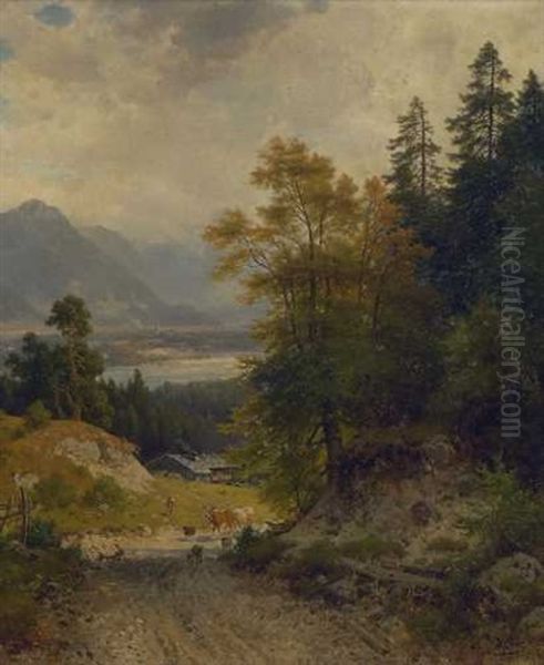 Blick Auf Das Isartal Oil Painting by Ludwig Sckell