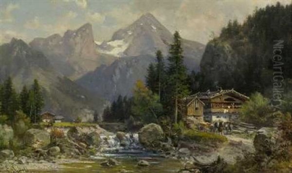 Blick Auf Den Watzmann Oil Painting by Ludwig Sckell