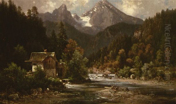 Muhle Am Gebirgsbach Oil Painting by Ludwig Sckell