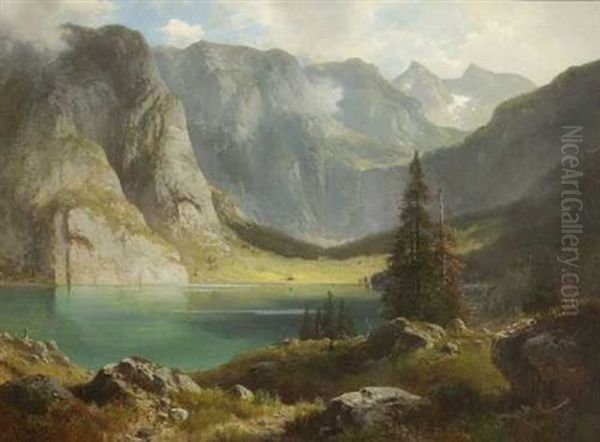 Am Obersee Bei Berchtesgaden Oil Painting by Ludwig Sckell