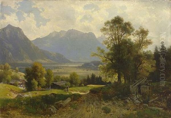 Im Thal Bei Andorf - Der Wilde Kaiser Oil Painting by Ludwig Sckell