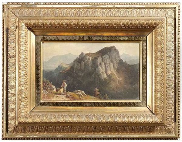 Schafhirte In Hochgebirgslandschaft Oil Painting by Ludwig Sckell