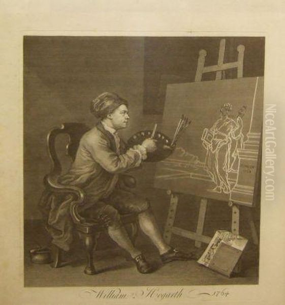 Portrait Of William Hogarth At His Easel Oil Painting by Josiah Boydell