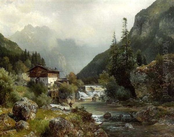 Muhle Am Gebirgsbach Oil Painting by Ludwig Sckell