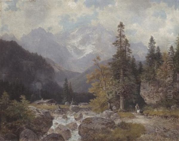 Blick Auf Die Zugspitze Oil Painting by Ludwig Sckell