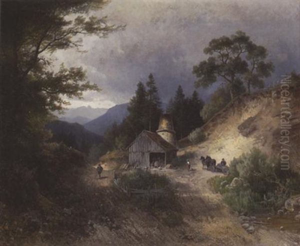 Kalkofen Im Gebirge Oil Painting by Ludwig Sckell