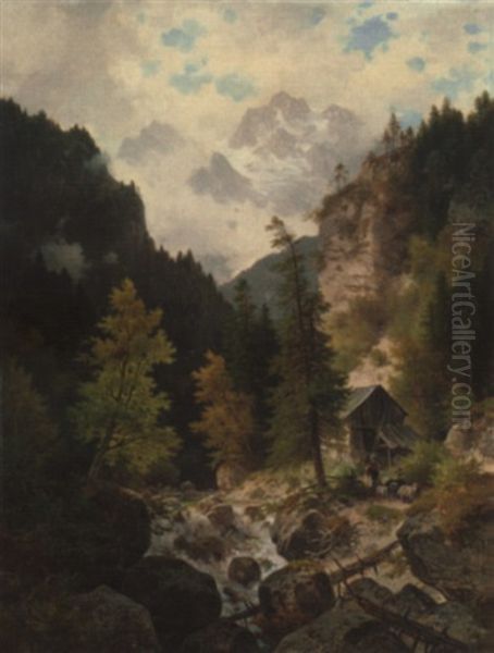 Landschaft Im Hochgebirge Oil Painting by Ludwig Sckell