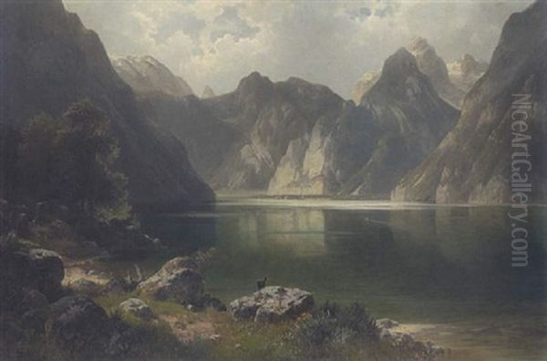 Der Konigsee Oil Painting by Ludwig Sckell