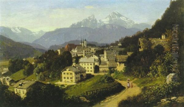 Berchtesgaden Oil Painting by Ludwig Sckell