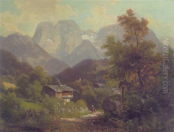 Landschaft Bei Berchtesgaden Oil Painting by Ludwig Sckell