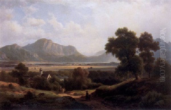 Der Kochelsee Oil Painting by Ludwig Sckell