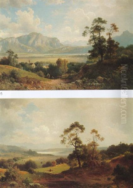 Oberbayerische Landschaft Oil Painting by Ludwig Sckell