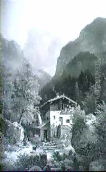 Muhle In Worgl - Tyrol Oil Painting by Ludwig Sckell