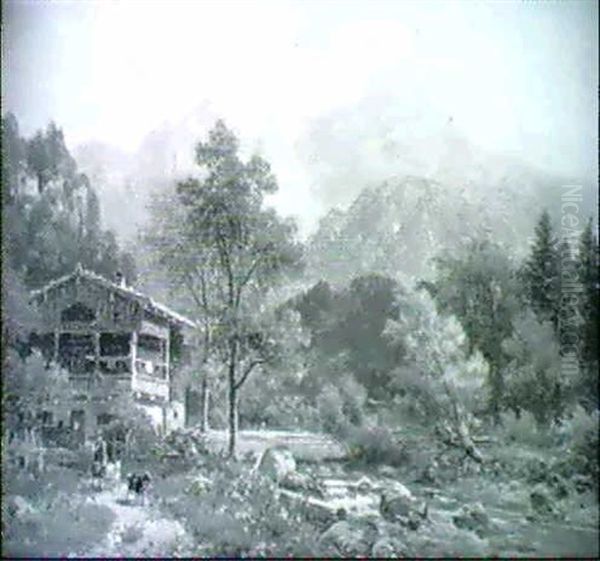 Partie Bei Berchtesgaden Oil Painting by Ludwig Sckell